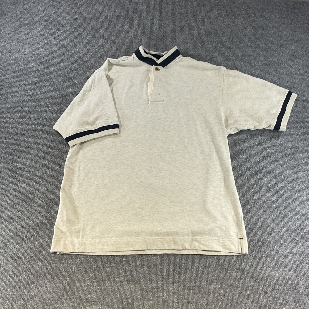 Cutter & Buck Mens Banded Collar Polo Shirt M Grey Cott Pfizer Logo Short Sleeve